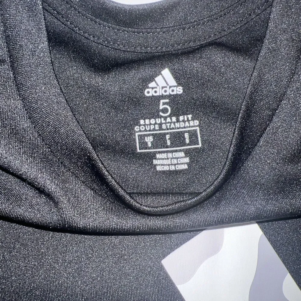 ADIDAS YOUTH‎ BOYS SHIRT Black And Grey CAMO LOGO Size 5